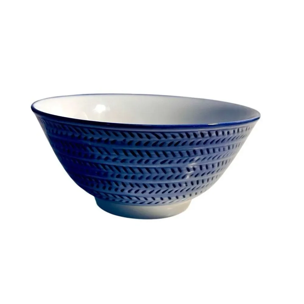PIER ONE Blue TWILL Porcelain 6” Rice Bowl